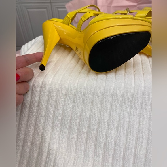 NWOBox Size 8 Michael Antonio Yellow Platform Open Toe Ankle Strap Heels - Picture 7 of 7